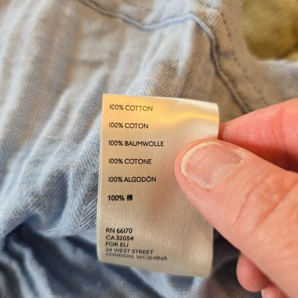 We The Free Pacific Dawn Button Up Blouse Womens XS Chambray Raw Hem Boho Summer - Picture 9 of 10